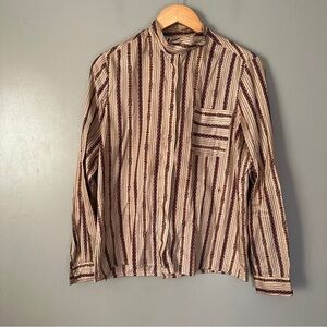 Vintage 1970s Steven Barry Striped Beige and Brown button down Shirt
